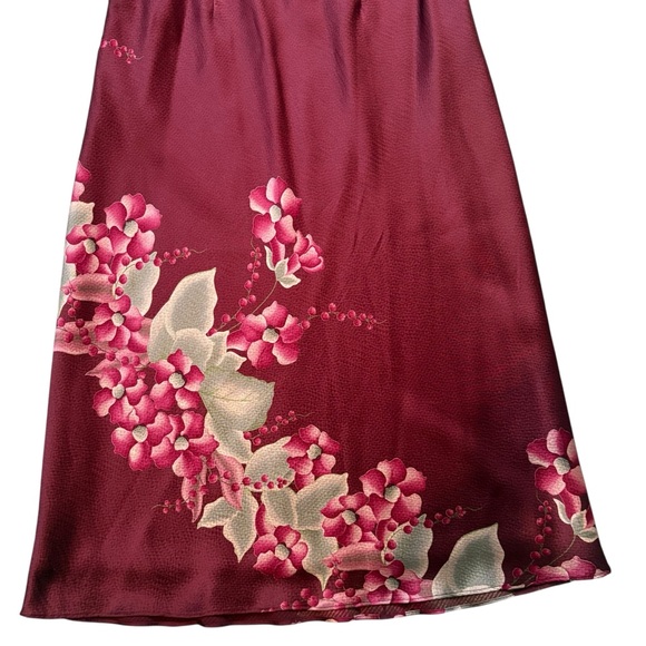 Banana Republic Y2K Burgundy Floral 100% Silk Shell Skirt. Sz 4 - Picture 10 of 14